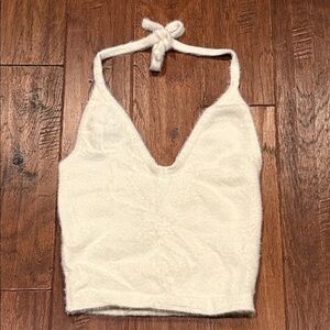 Gymshark White Fuzzy Tank Top